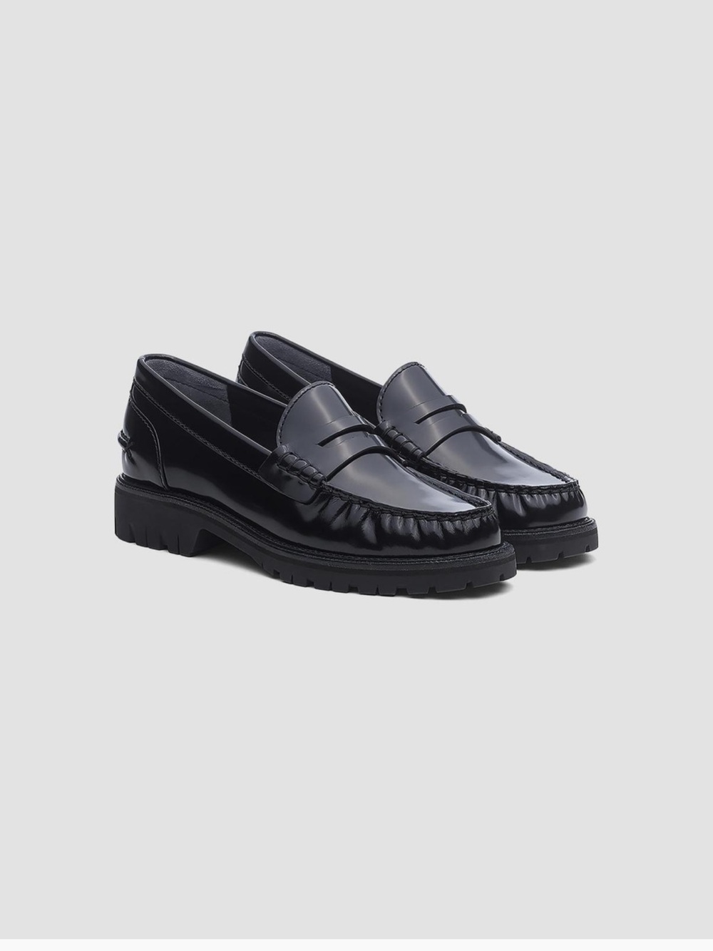 Leather Lug-Sole Penny Loafers